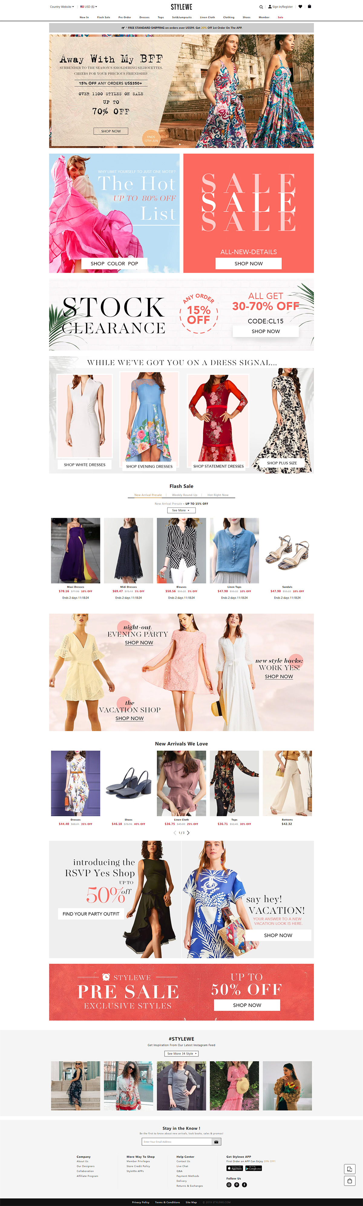 STYLEWE女裝外貿獨立站，跨境電商多語言商城網站建設開發(fā)